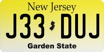 NJ license plate J33DUJ