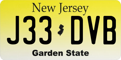 NJ license plate J33DVB