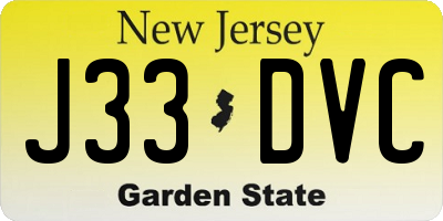 NJ license plate J33DVC