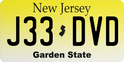 NJ license plate J33DVD