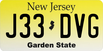 NJ license plate J33DVG