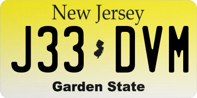 NJ license plate J33DVM