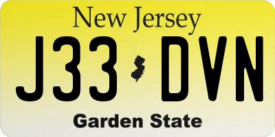NJ license plate J33DVN