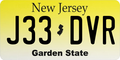 NJ license plate J33DVR
