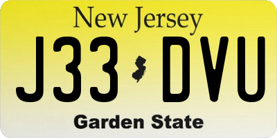 NJ license plate J33DVU