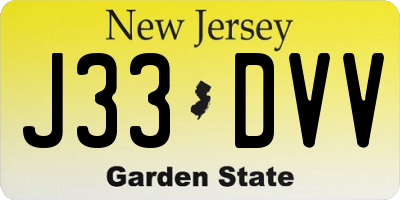 NJ license plate J33DVV