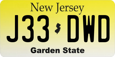 NJ license plate J33DWD
