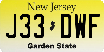 NJ license plate J33DWF