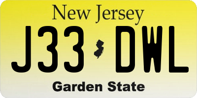 NJ license plate J33DWL