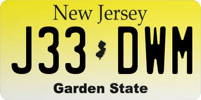 NJ license plate J33DWM