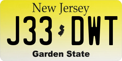 NJ license plate J33DWT