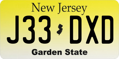 NJ license plate J33DXD