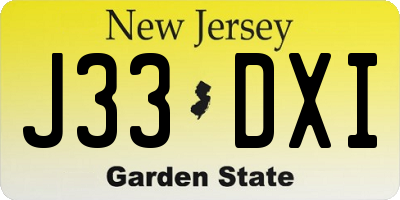 NJ license plate J33DXI