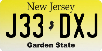 NJ license plate J33DXJ