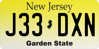 NJ license plate J33DXN