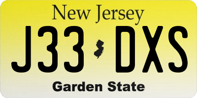 NJ license plate J33DXS