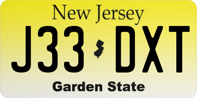 NJ license plate J33DXT