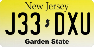 NJ license plate J33DXU