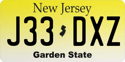 NJ license plate J33DXZ