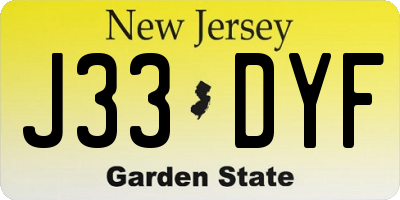 NJ license plate J33DYF