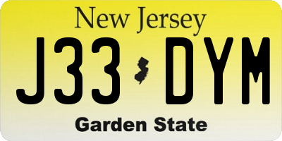 NJ license plate J33DYM