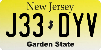 NJ license plate J33DYV