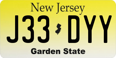 NJ license plate J33DYY