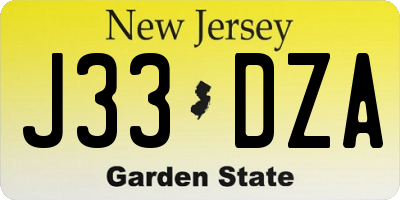 NJ license plate J33DZA