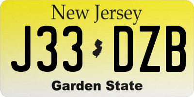 NJ license plate J33DZB