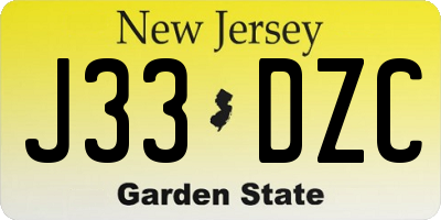 NJ license plate J33DZC