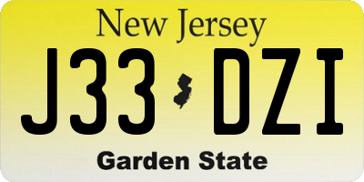 NJ license plate J33DZI