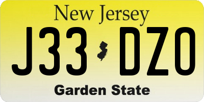 NJ license plate J33DZO