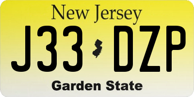 NJ license plate J33DZP