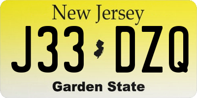 NJ license plate J33DZQ