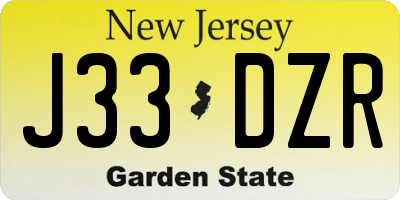 NJ license plate J33DZR