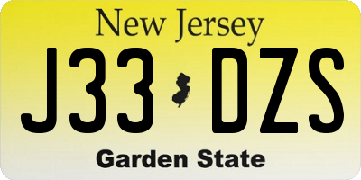 NJ license plate J33DZS