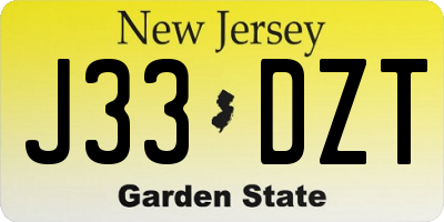 NJ license plate J33DZT