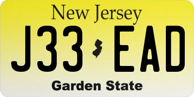 NJ license plate J33EAD