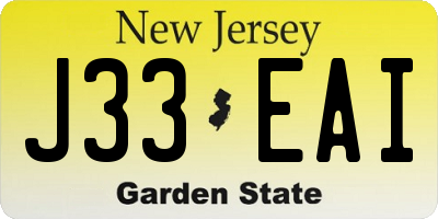 NJ license plate J33EAI