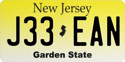 NJ license plate J33EAN