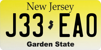NJ license plate J33EAO