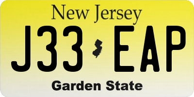 NJ license plate J33EAP