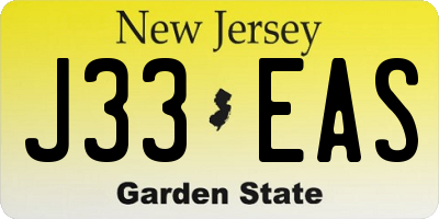 NJ license plate J33EAS
