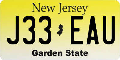 NJ license plate J33EAU