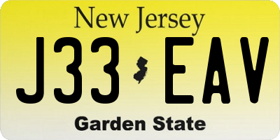 NJ license plate J33EAV