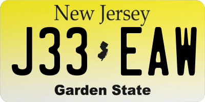 NJ license plate J33EAW