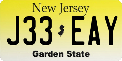 NJ license plate J33EAY