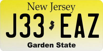 NJ license plate J33EAZ