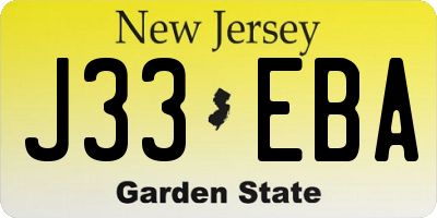 NJ license plate J33EBA