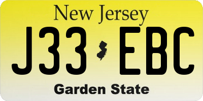 NJ license plate J33EBC